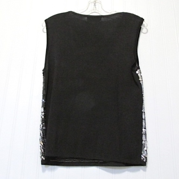 VTG Silver&Black Sequined Stretch Top, Size S/M - Picture 4 of 7